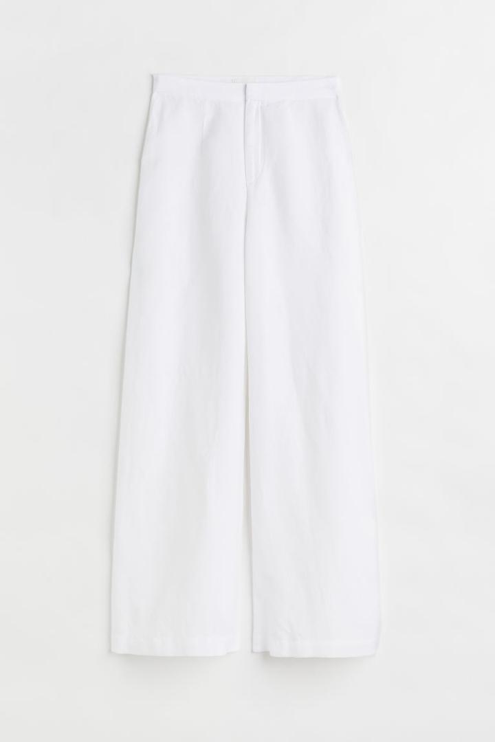 H & M - Dressy Linen-blend Pants - White