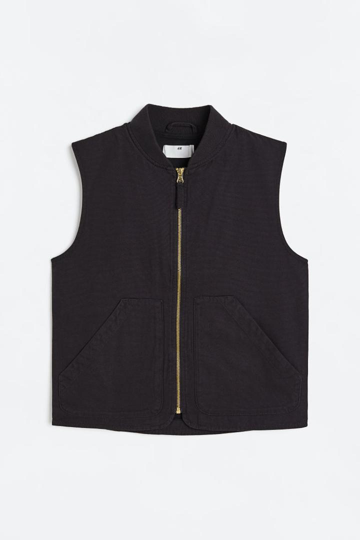 H & M - Cotton Canvas Vest - Black