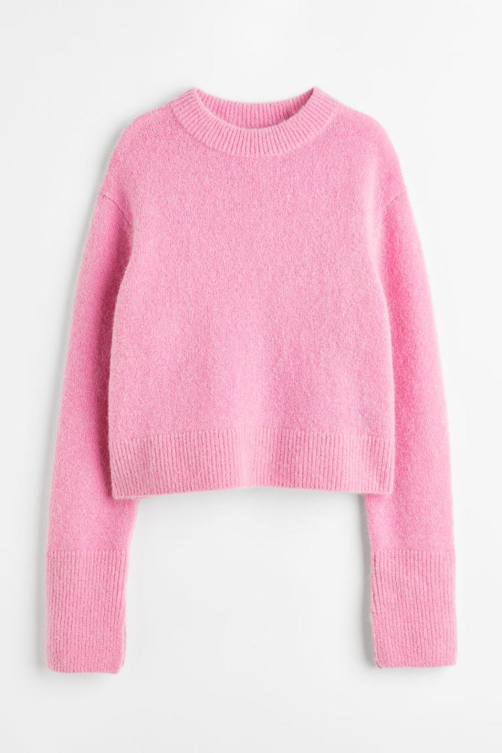 H & M - Mohair-blend Fine-knit Sweater - Pink