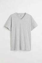 H & M - Regular Fit V-neck T-shirt - Gray