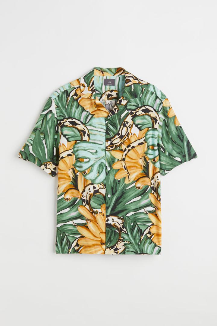 H & M - Patterned Resort Shirt - Green