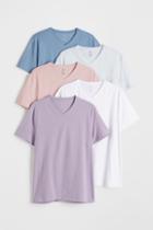 H & M - 5-pack Slim Fit T-shirts - Purple