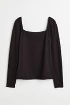 H & M - Square-neck Top - Black