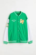H & M - Oversized Baseball Jacket - Green