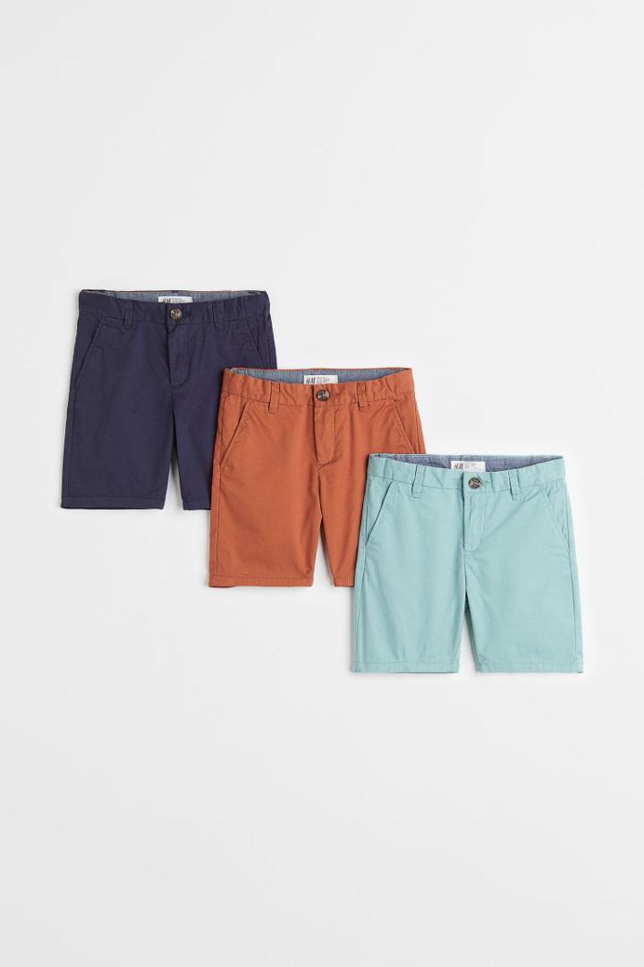 H & M - 3-pack Cotton Chino Shorts - Turquoise