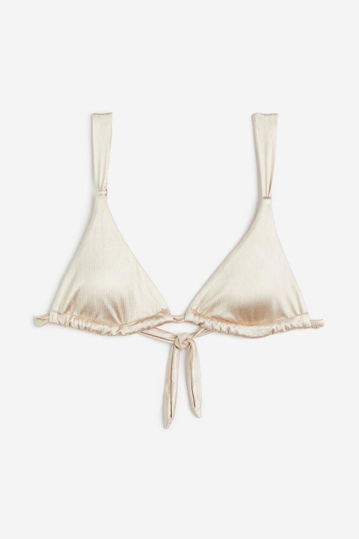 H & M - Padded Triangle Bikini Top - Beige