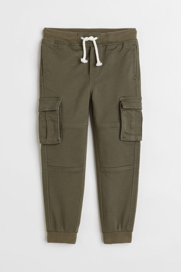 H & M - Slim Fit Cargo Joggers - Green