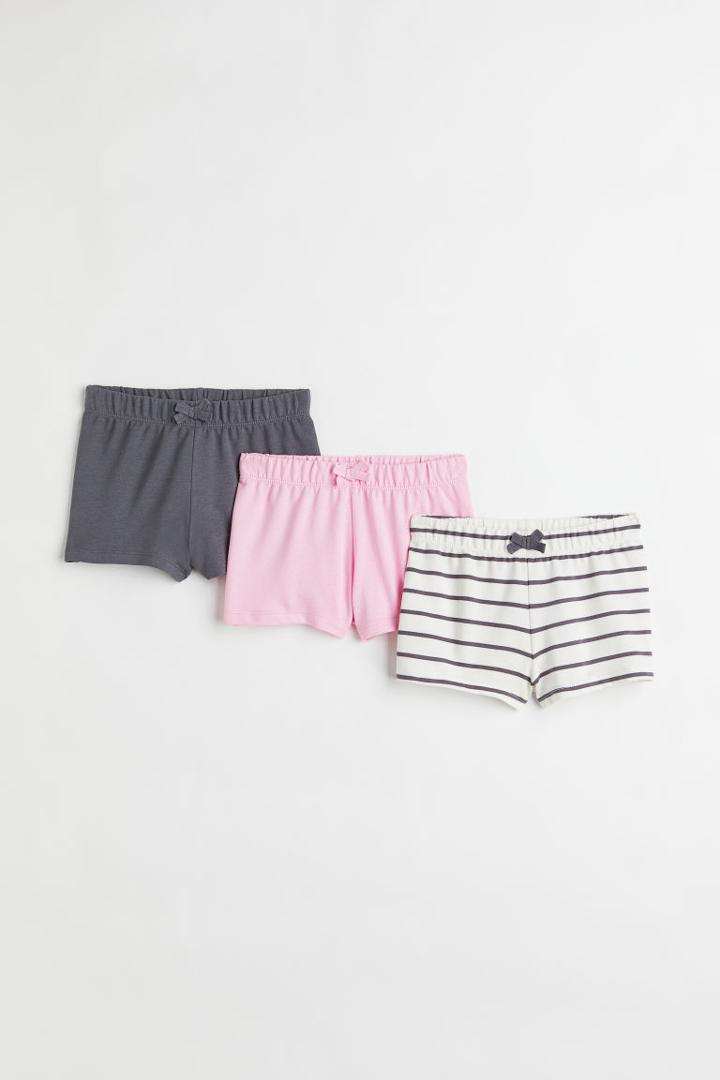 H & M - 3-pack Cotton Shorts - Pink