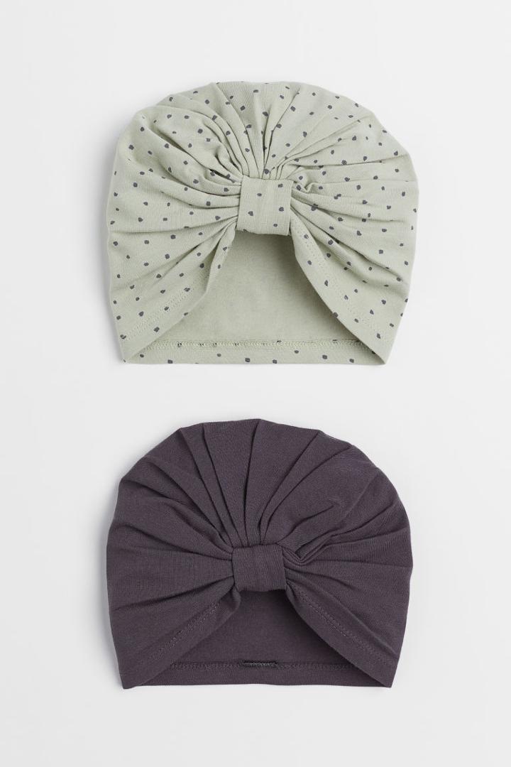 H & M - 2-pack Cotton Turbans - Green