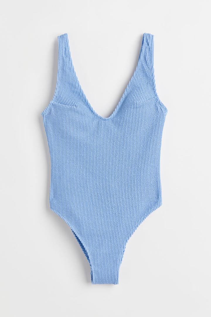 H & M - High Leg Swimsuit - Blue