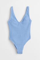 H & M - High Leg Swimsuit - Blue
