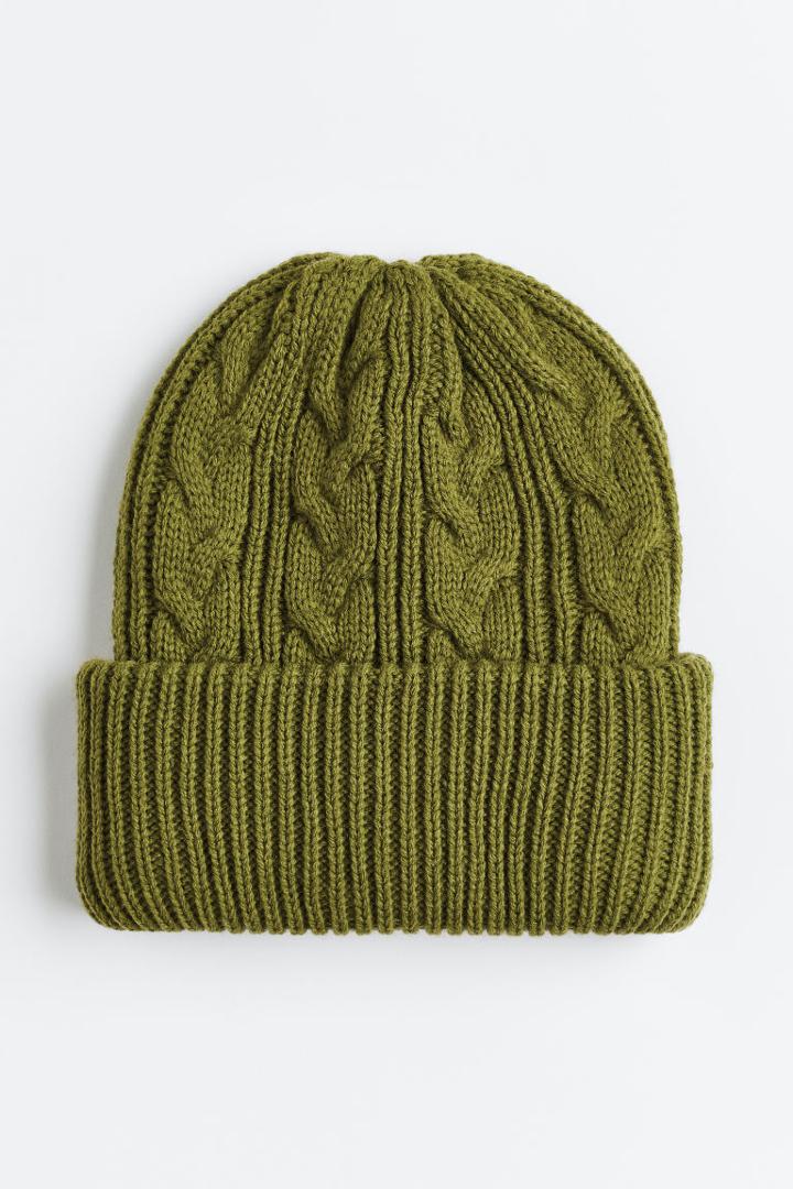 H & M - Cable-knit Hat - Green
