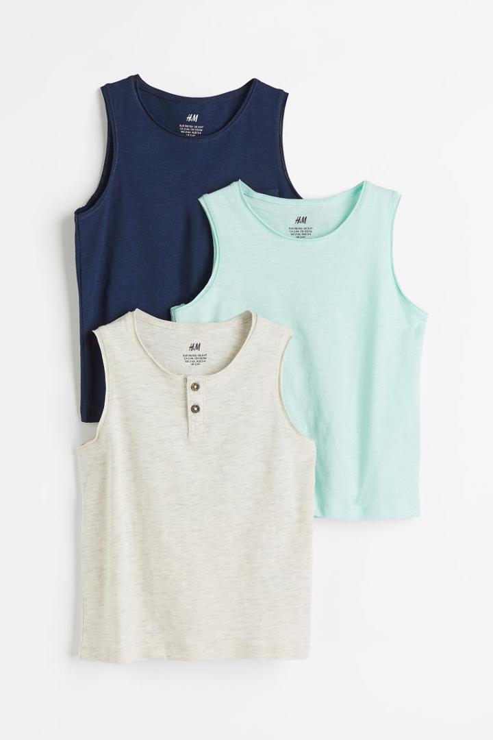 H & M - 3-pack Slub Jersey Tank Tops - Gray