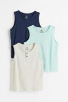 H & M - 3-pack Slub Jersey Tank Tops - Gray