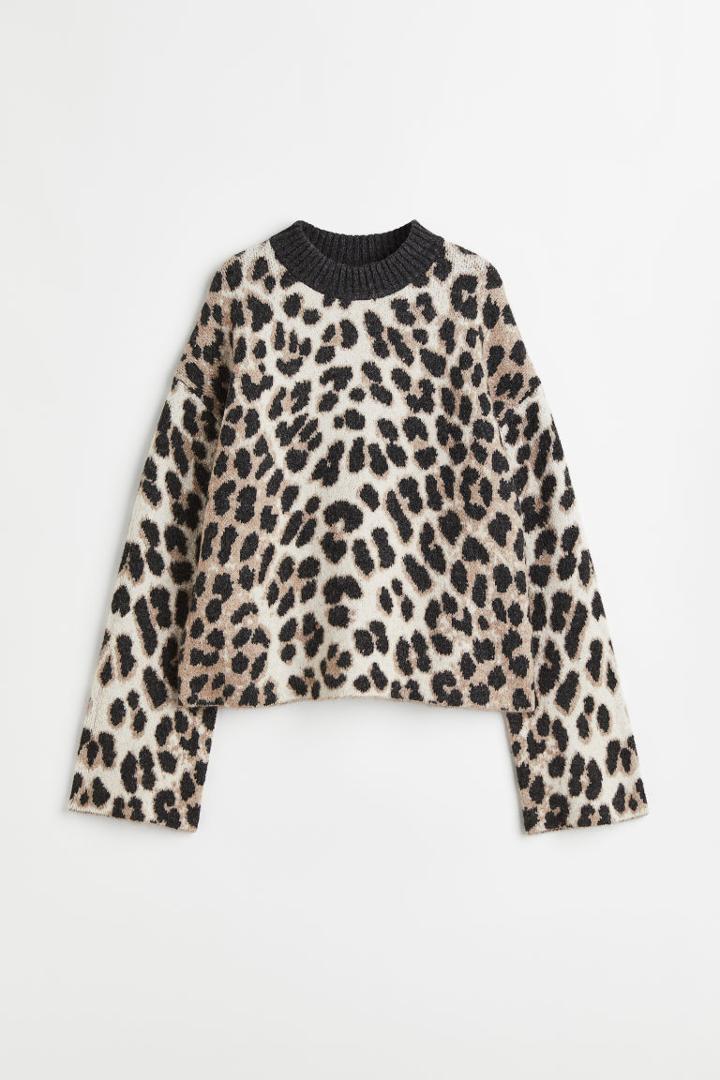H & M - Oversized Jacquard-knit Sweater - Beige