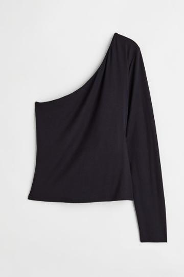 H & M - H & M+ One-shoulder Top - Black