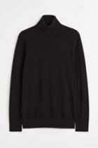 H & M - Slim Fit Fine-knit Turtleneck Sweater - Black