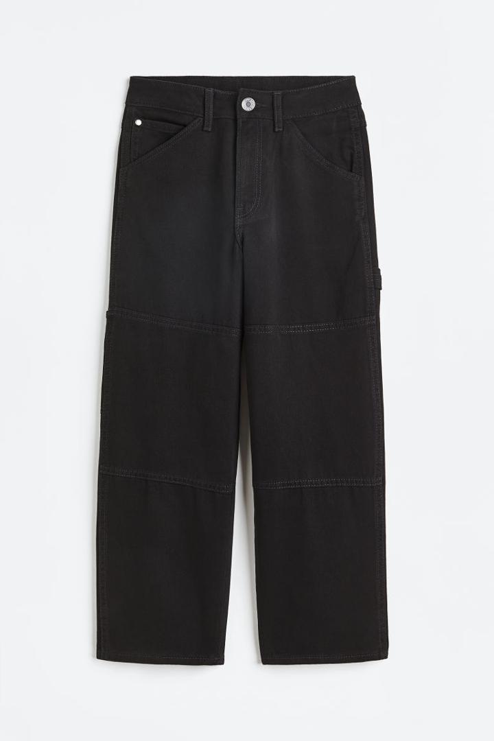 H & M - Baggy Fit Twill Pants - Black