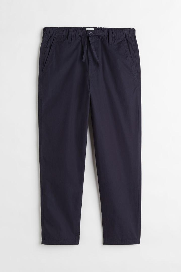 H & M - Relaxed Fit Cotton Drawstring Pants - Blue