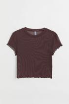 H & M - Mesh Crop Top - Brown