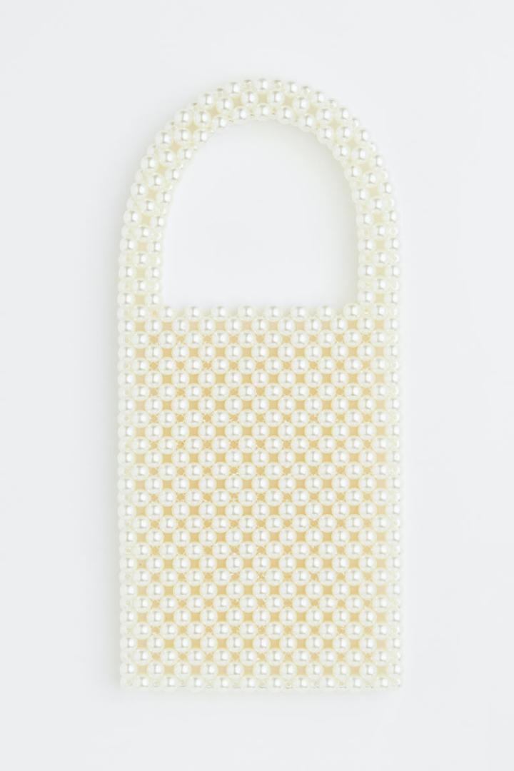 H & M - Beaded Mini Bag - White