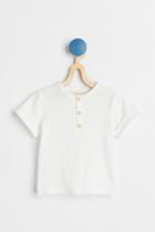 H & M - T-shirt With Buttons - White