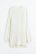 H & M - Ribbed Mock Turtleneck Sweater - White