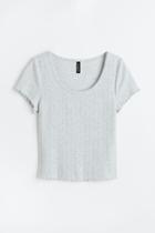H & M - Pointelle Jersey Top - Gray