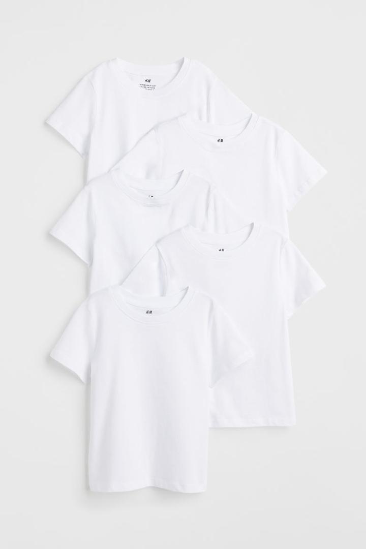 H & M - 5-pack Cotton T-shirts - White