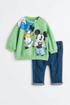 H & M - 2-piece Sweatshirt And Joggers Set - Green