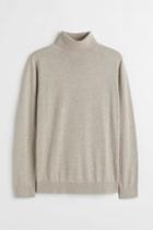 H & M - Slim Fit Fine-knit Turtleneck Sweater - Brown