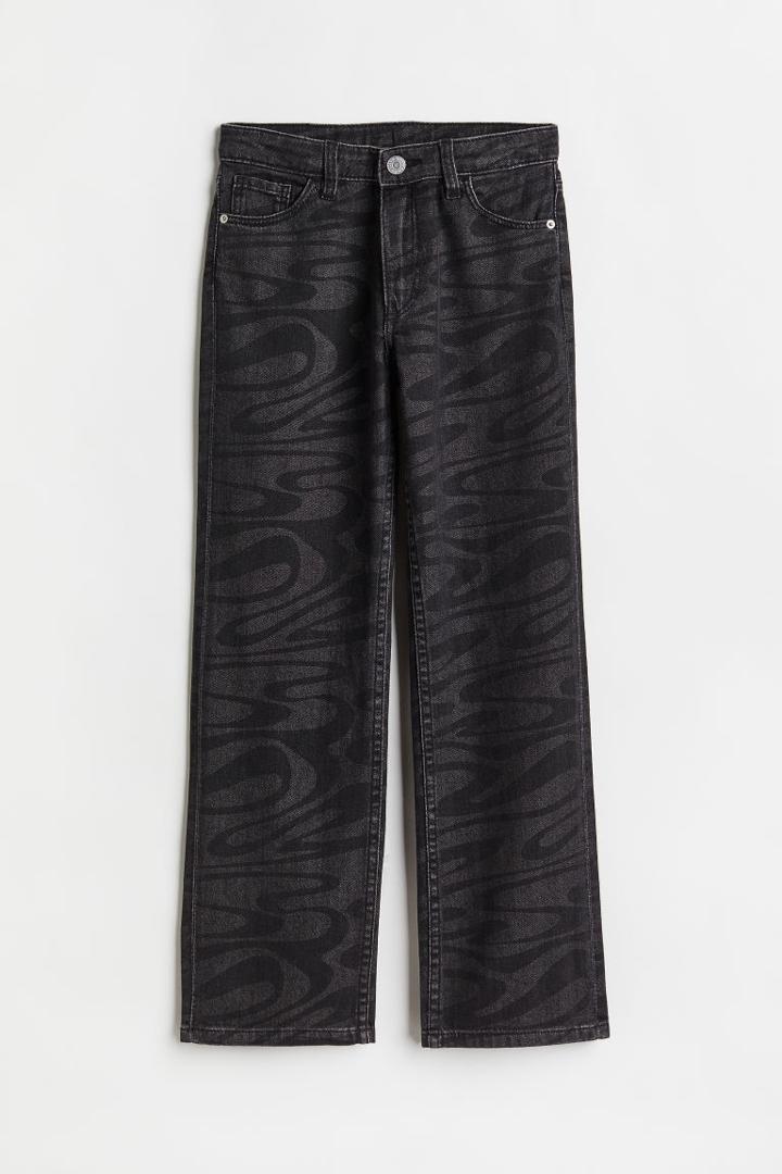 H & M - Straight Fit Low Jeans - Black