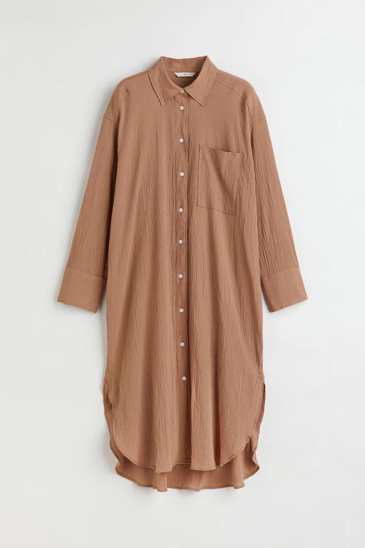 H & M - Oversized Shirt Dress - Beige