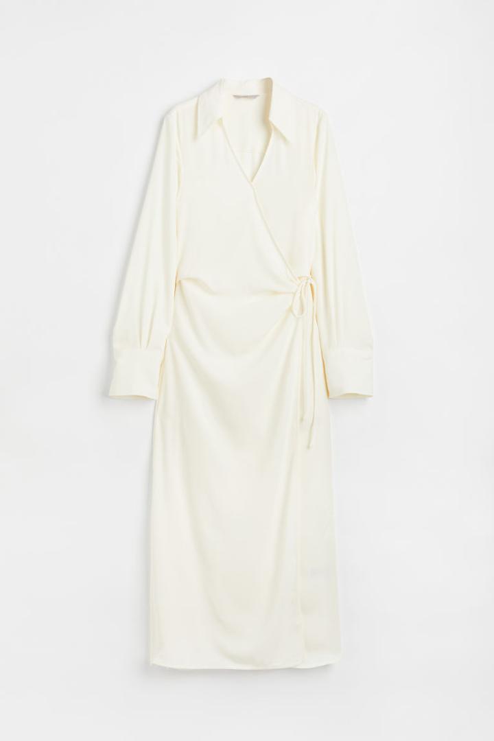 H & M - Wrap Shirt Dress - White