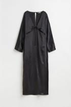 H & M - Cut-out Satin Dress - Black