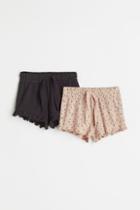 H & M - 2-pack Cotton Shorts - Gray