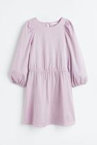 H & M - Balloon-sleeved Crinkled Dress - Purple