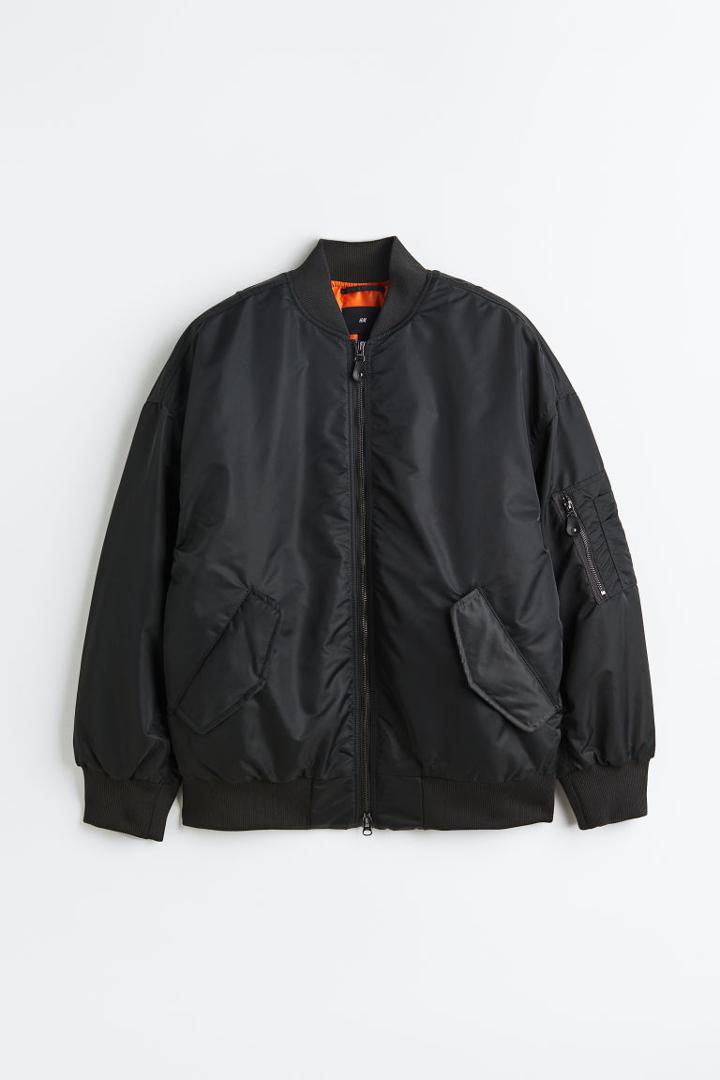 H & M - Oversized Fit Bomber Jacket - Gray