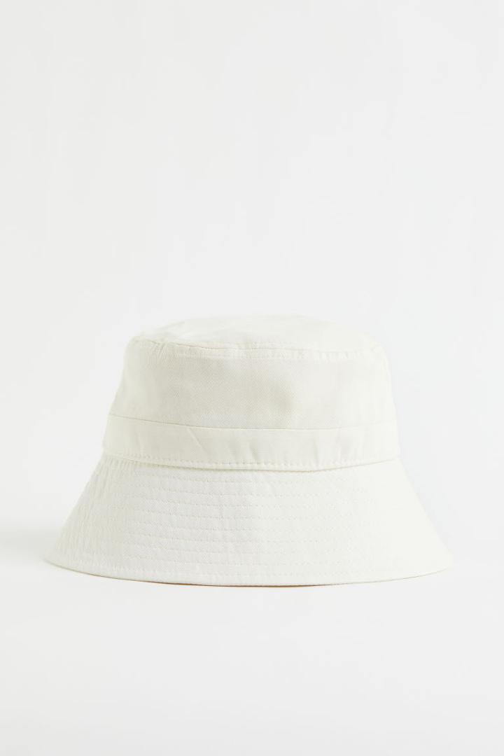 H & M - Wide-brimmed Bucket Hat - White