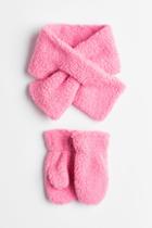 H & M - Scarf And Mittens - Pink
