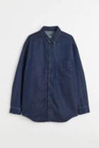 H & M - Oversized Fit Denim Shirt - Blue