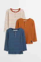 H & M - 3-pack Ribbed Henley Shirts - White