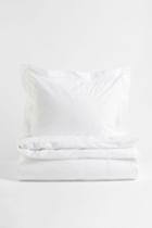 H & M - Cotton Percale Twin Duvet Cover Set - White