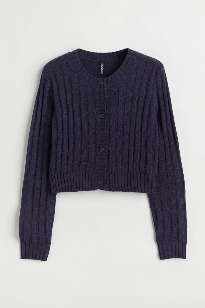 H & M - Cable-knit Cardigan - Blue