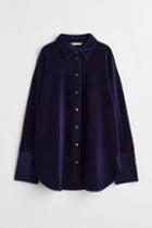 H & M - Ribbed Velour Shirt - Blue