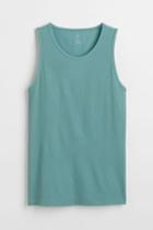 H & M - Ribbed Tank Top - Turquoise