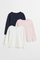 H & M - 3-pack Long-sleeved Tops - Pink