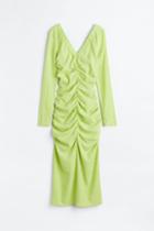 H & M - Gathered Crped Dress - Green