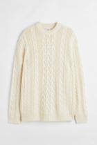 H & M - Relaxed Fit Cable-knit Sweater - Beige