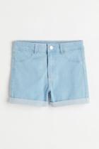 H & M - Slim Fit High Denim Shorts - Blue